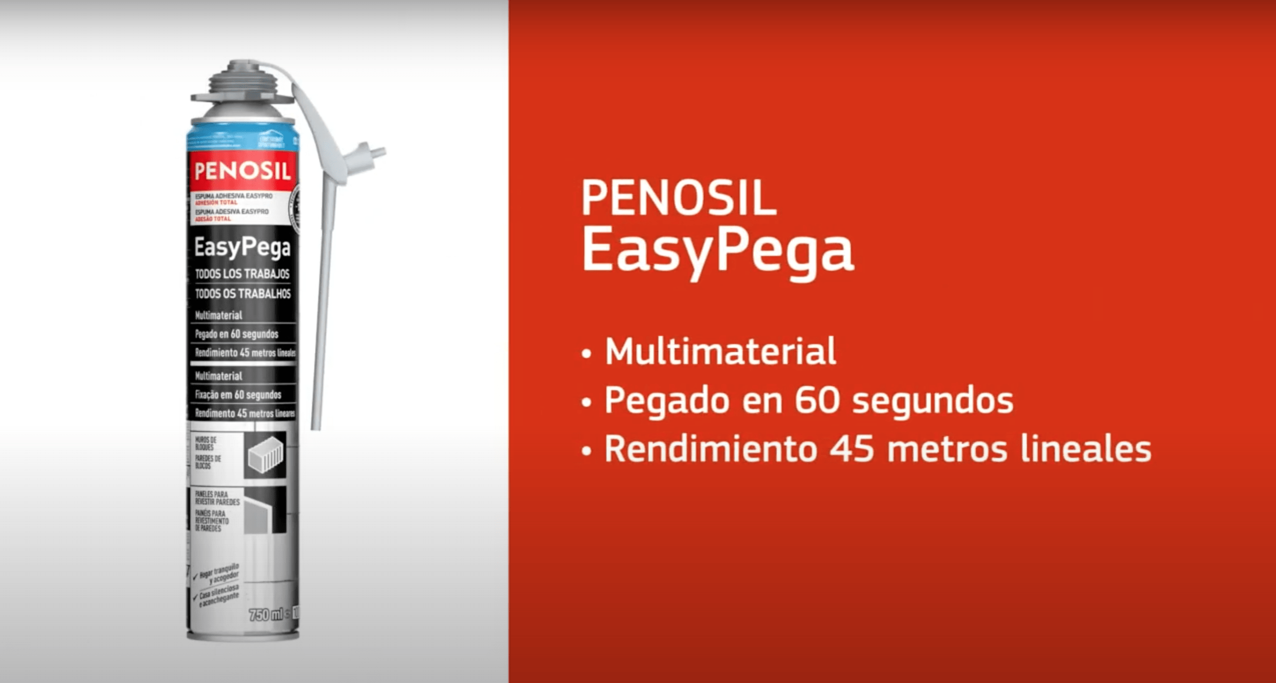 Play video: Espuma adhesiva para trabajos de construcción en interiores y exteriores | PENOSIL EasyPega