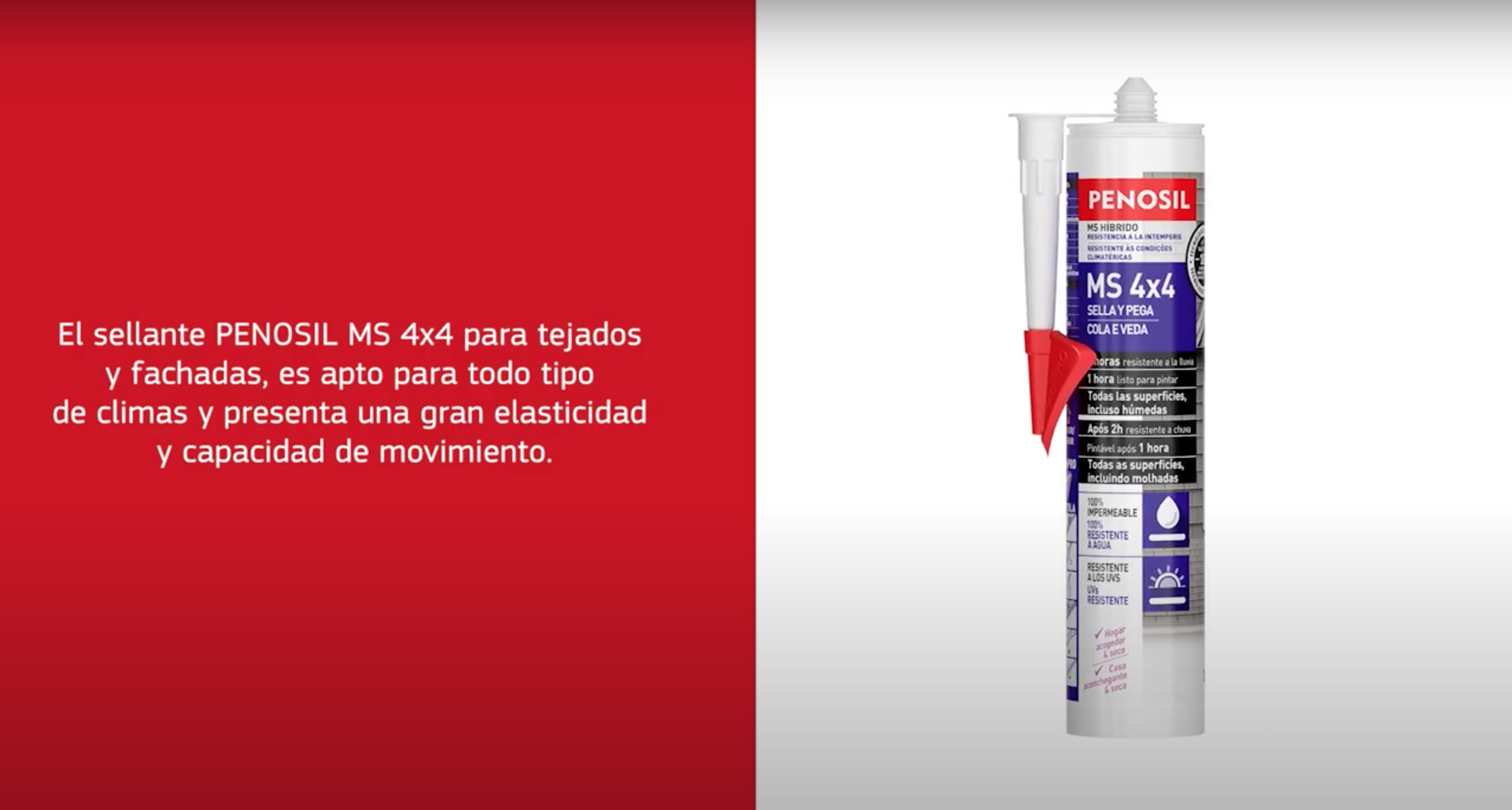 Play video: ¿Qué utilizar en los trabajos de reparación de tejados y fachadas? – PENOSIL MS 4×4 Sella y Pega