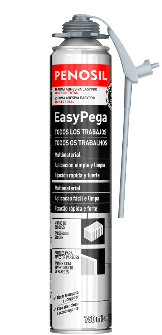 Espuma adhesiva para todos los trabajos de construcción en interiores y exteriores. EasyPega Penosil.