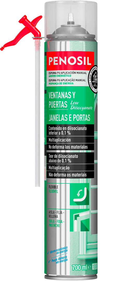Espuma manual para instalación de ventanas y puertas. Penosil Low MDI