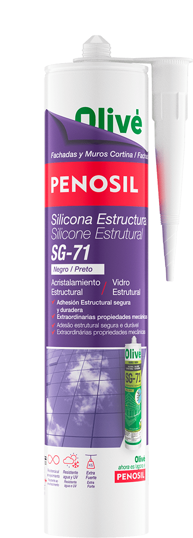 Silicona estructural SG-71 para adherir y sellar fachadas de vidrio estructural