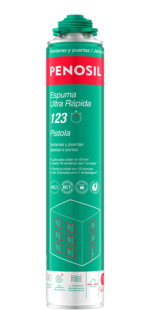 Espuma Ultra Rápida 123 Pistola Fórmula de curado ultra rápido: 1h.