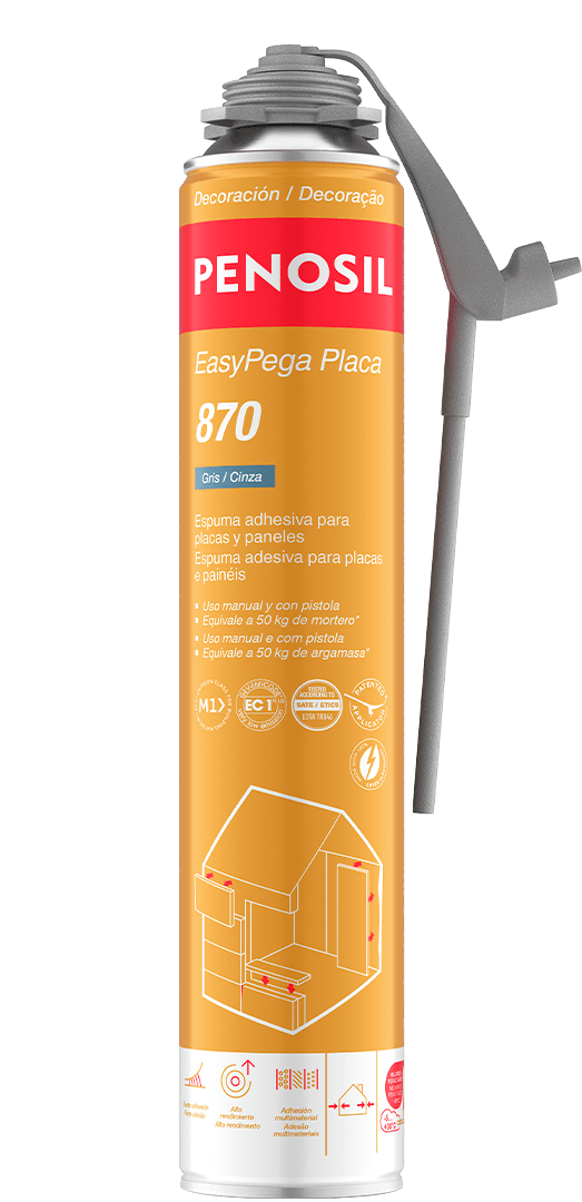 Adhesivo en espuma para pegar pladur y placas de yeso cartón. EasyPega Placa 870 Penosil.
