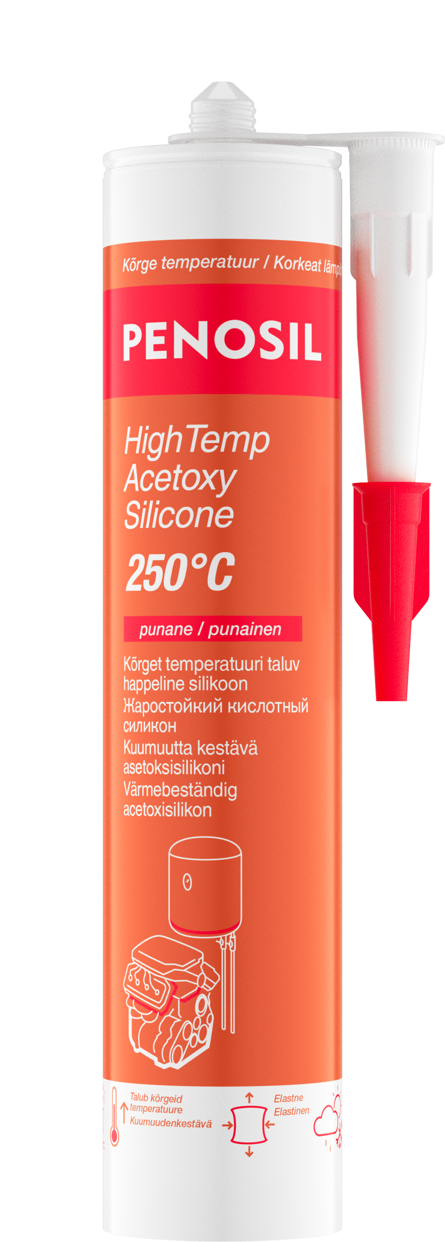 Penosil HighTemp Acetoxy Silicone +250C Kuumuskindel happeline silikoon