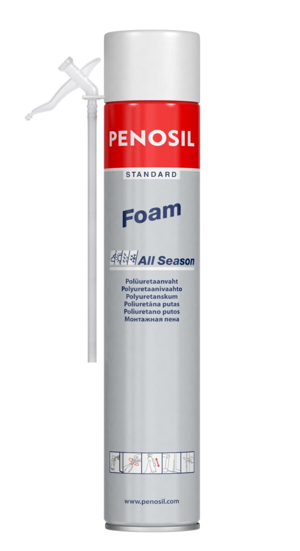 Pillivaahto PENOSIL Standard Foam All Season, joka sopii käyttöön eri sääoloissa.