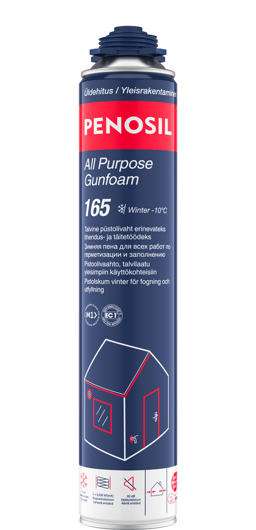 PENOSIL All Purpose Gunfoam Winter 165 - talvikäyttöinen pistoolivaahto ikkunoiden ja ovien asennukseen sekä liitosten, rakojen ja läpivientien tiivistämiseen.