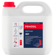 Bidon PENOSIL BetPrimer 603, primaire concentré à diluer pour améliorer l’adhérence et la durabilité des surfaces poreuses. L’emballage bleu foncé et rouge présente le nom du produit et ses caractéristiques principales : améliore l’adhérence sur les surfaces poreuses, renforce et améliore la resistance à l’usure et facile à utiliser. Les textes sont en français et néerlandais.