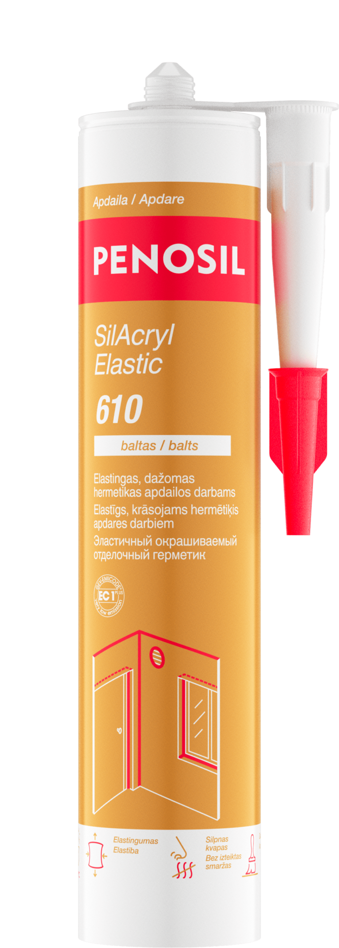 PENOSIL SilAcryl Elastic 610 elastingas dažomas hermetikas