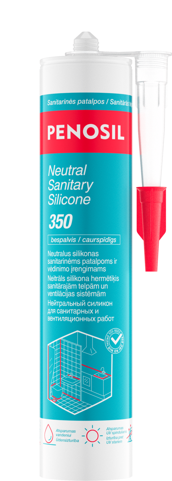 PENOSIL Neutral Sanitary Silicone 350 neutralus silikonas bespalvis
