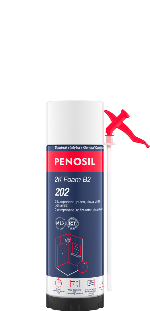 PENOSIL 2K Foam B2 202 dvikomponentės šiaudelinės sandarinimo putos