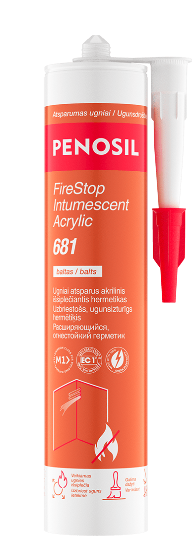 PENOSIL FireStop Intumescent Acrylic 681 ugniai atsparus išsiplečiantis hermetikas