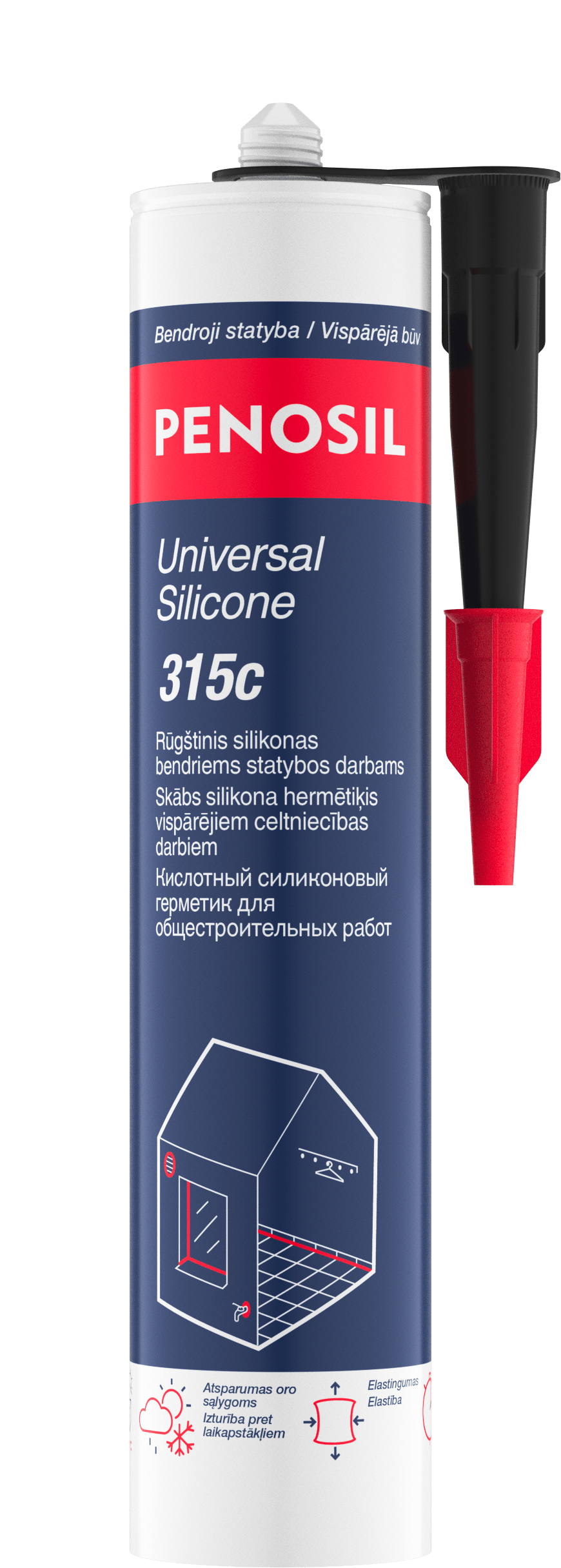 PENOSIL Universal Silicone 315c universalus rūgštinis silikonas juodas