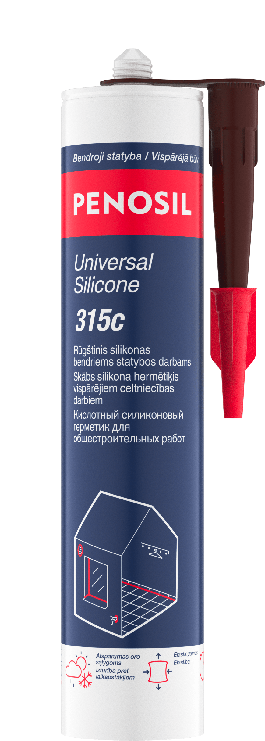 PENOSIL Universal Silicone 315c universalus rūgštinis silikonas rudas