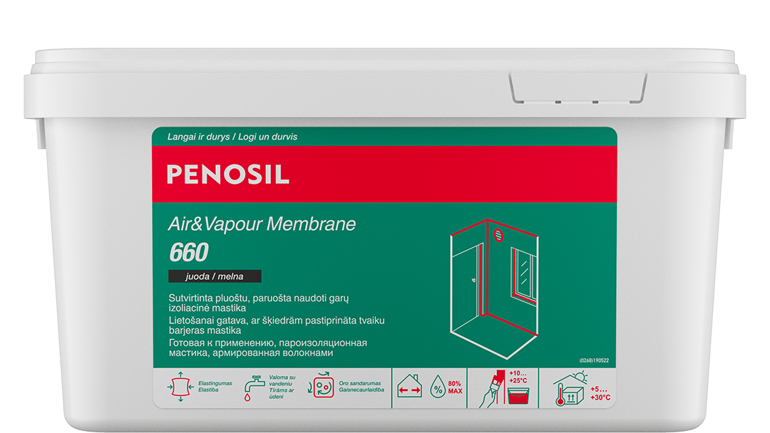 PENOSIL Air&Vapour Membrane 660 garus izoliuojanti mastika 5 kg juoda