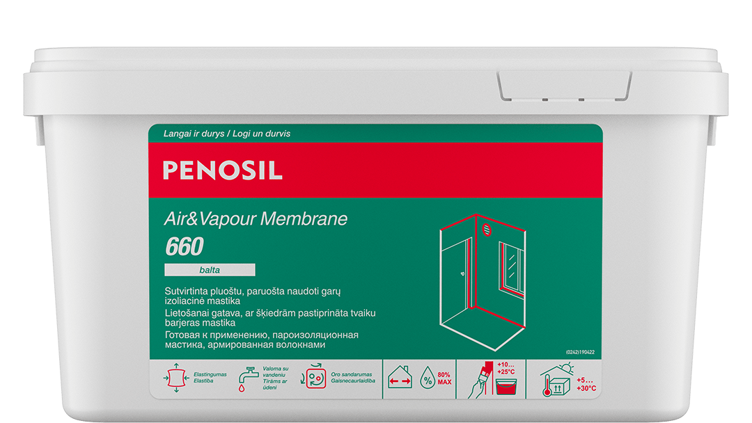 PENOSIL Air&Vapour Membrane 660 garus izoliuojanti mastika 5 kg balta