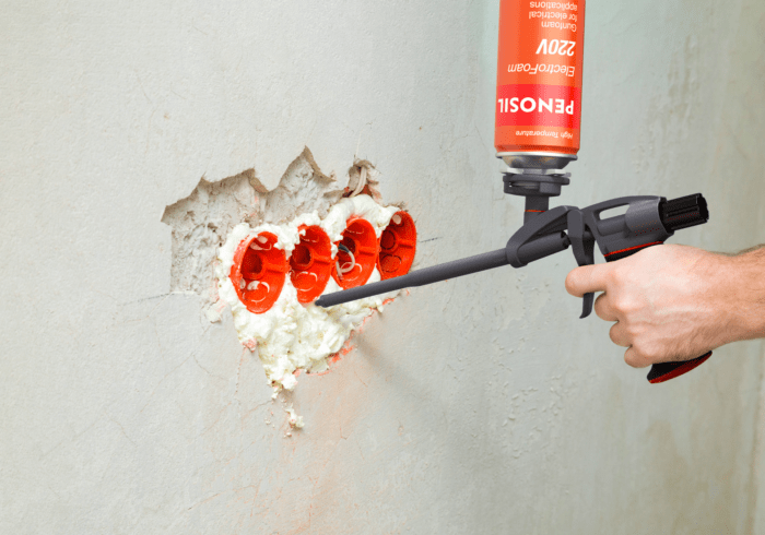ElectroFoam 220V: specialios poliuretano putos, skirtos elektros instaliacijoms sandarinti