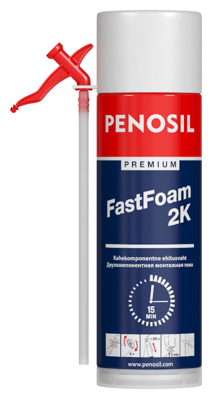 Двухкомпонентная изоляционная пена PENOSIL Premium Fast Foam 2K с трубочкой-аппликатором.