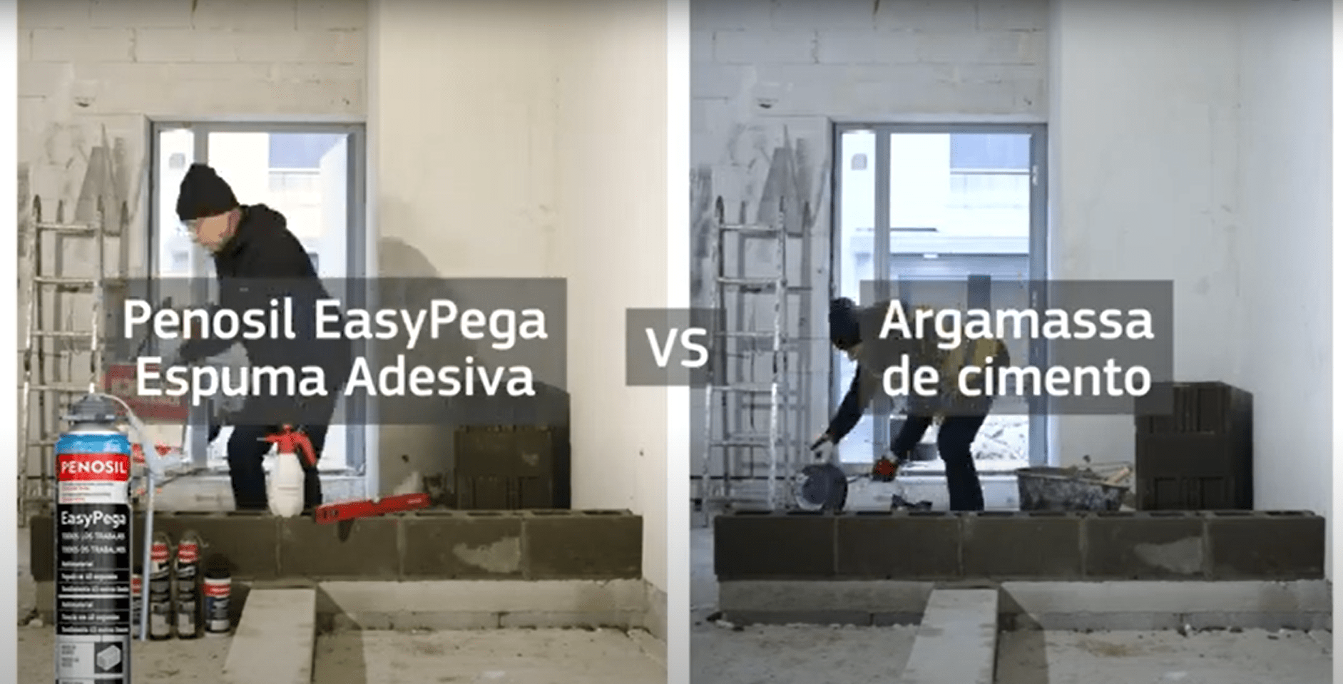 Play video: Construção da parede de blocos com Espuma Adesiva | PENOSIL EasyPega