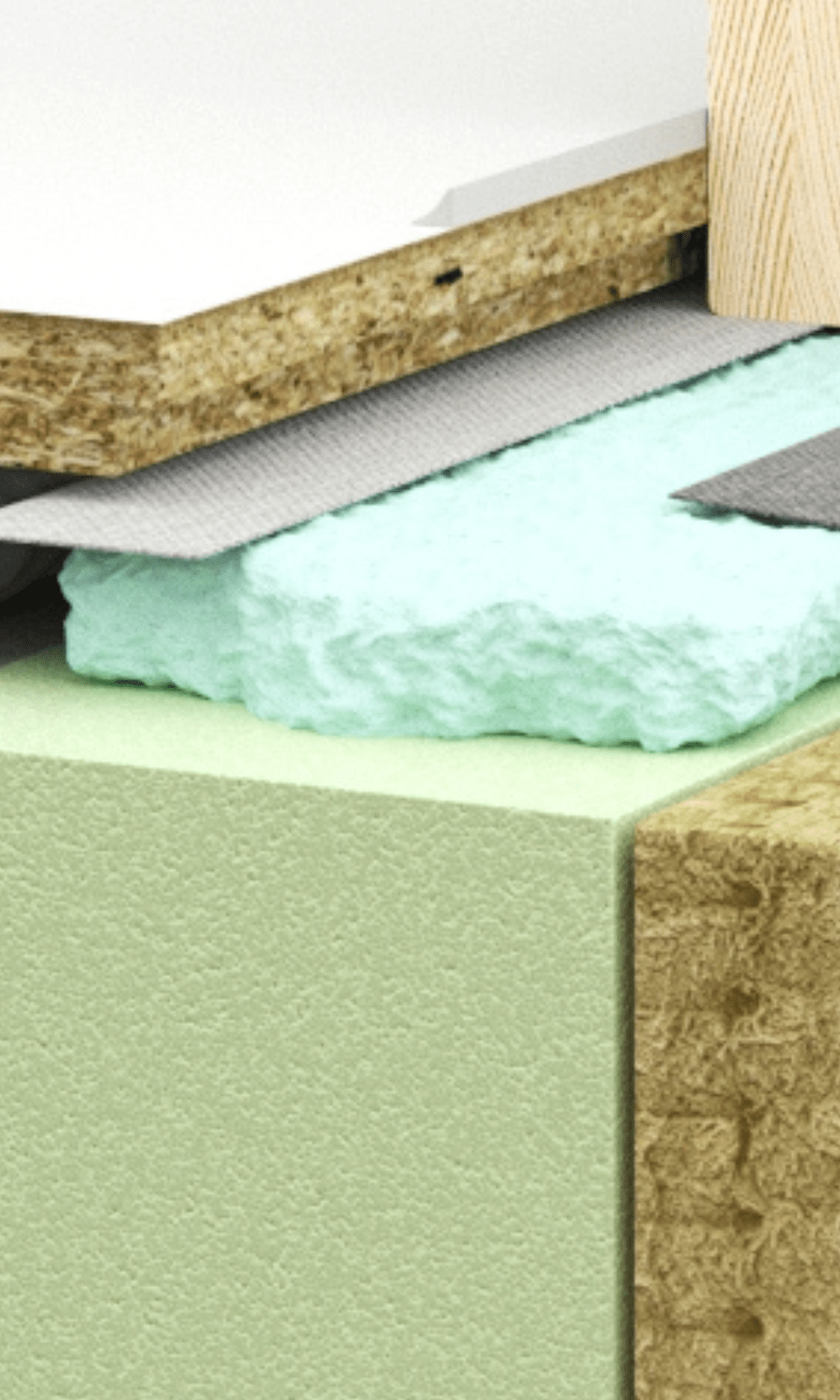 Window installation PU foam on brick facade system