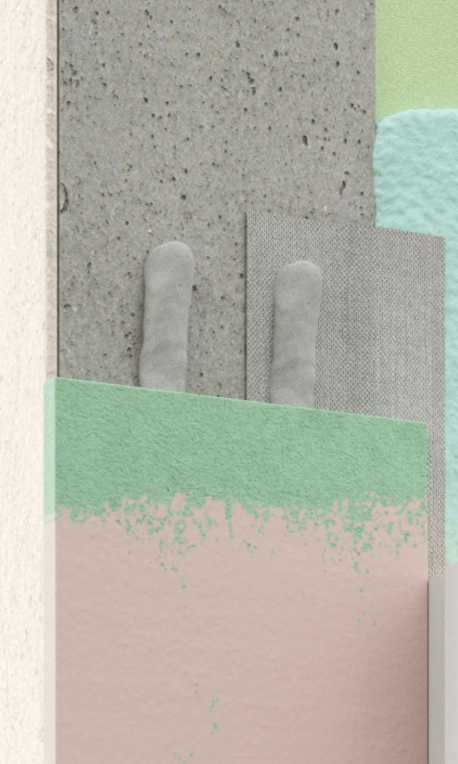 Gluing construction boards to the window jamb with foam adhesive in ventilated brick facade system