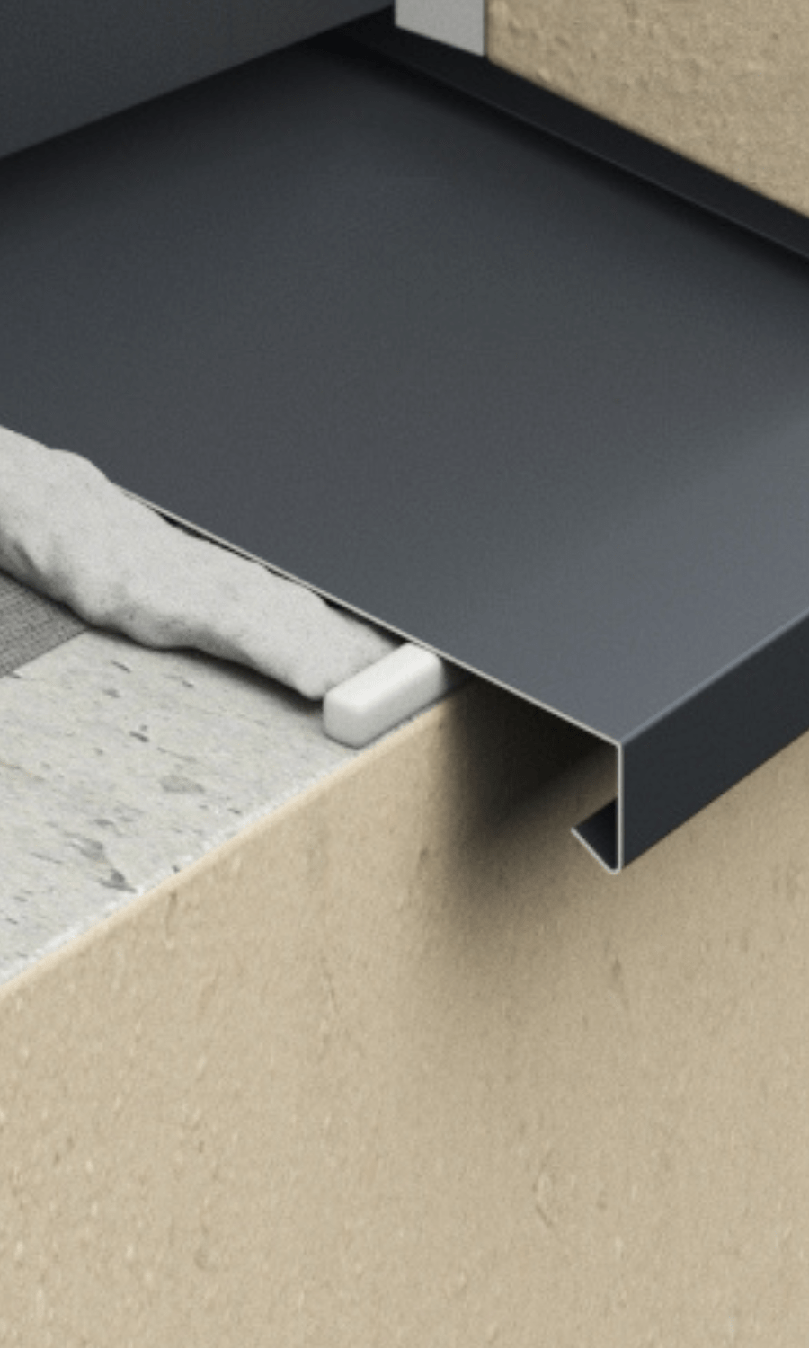 Sealing under window tins in concrete sandwich panel facade system
