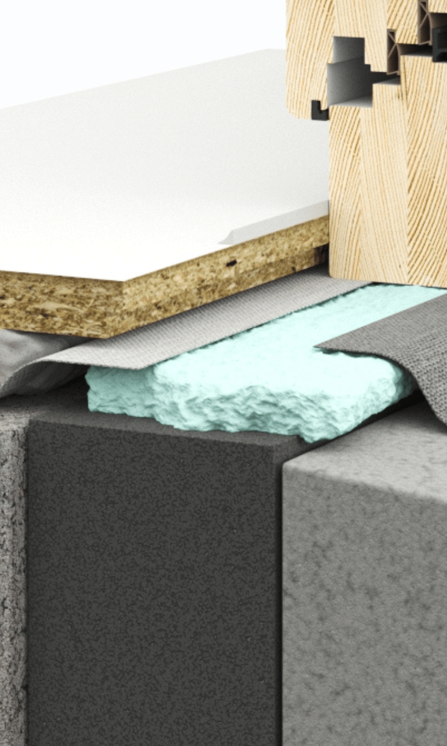 Window installation PU foam on ETICS facade system