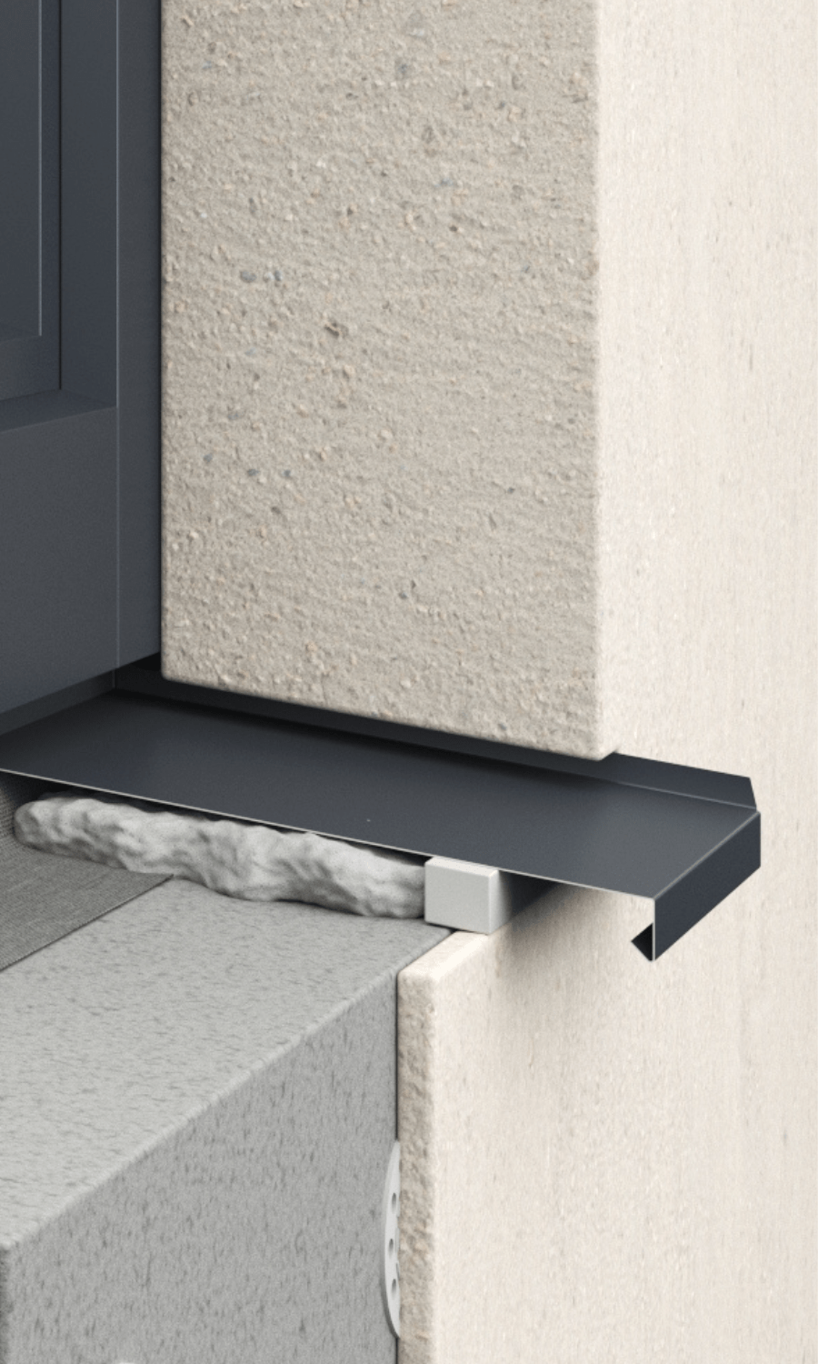 Sealing window tins in ETICS facade system