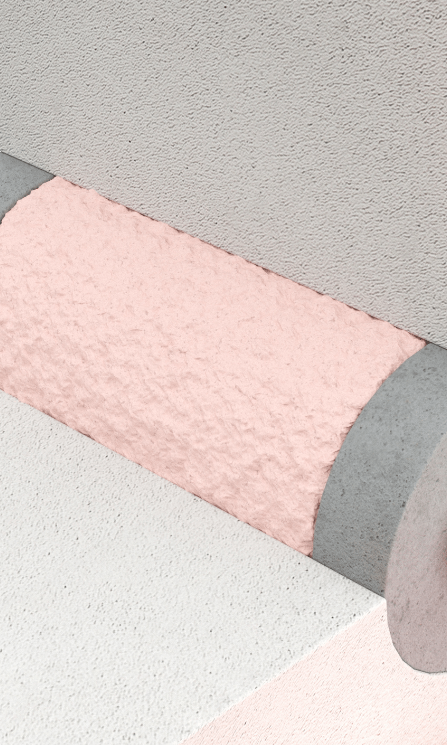 Close view of Penosil fireproofing solution, PVC pipe penetration filled with Fire rated PU-foam