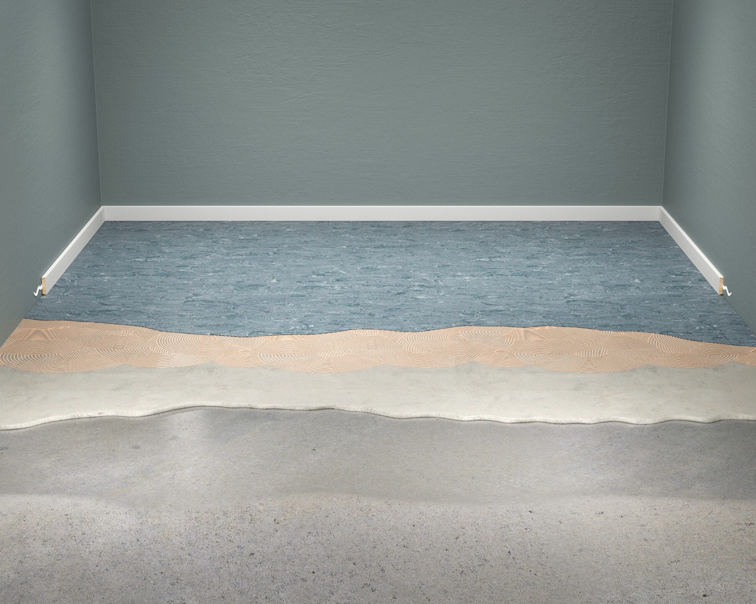 Penosil solutions for covering floors with soft floor covering materials