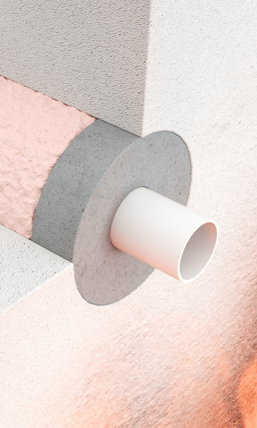 Close view of Penosil fireproofing solution, PVC pipe penetration filled with intumescent graphite sealant