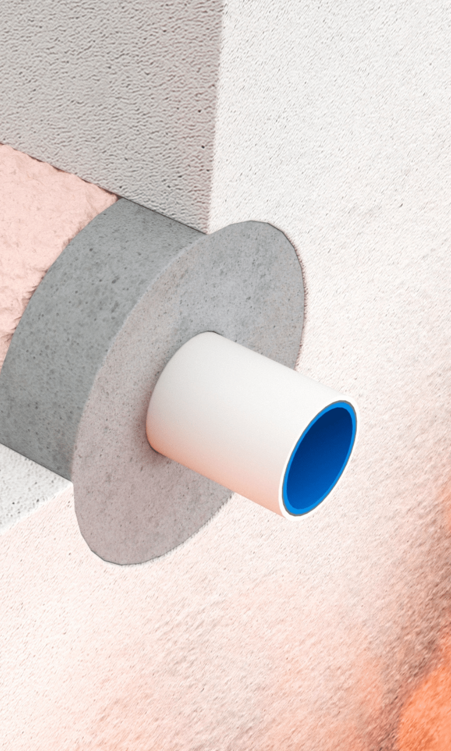 Close view of Penosil fireproofing solution, aluminium pipe penetration filled with intumescent graphite sealant