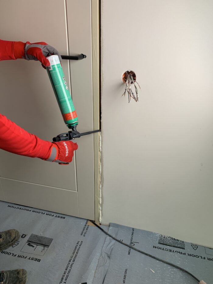 Installing door with PU foam
