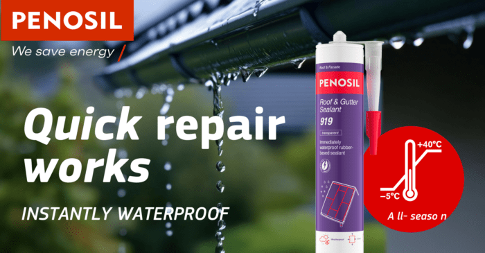 Penosil Roof & Gutter Sealant 919 for quick repair works during rain banner