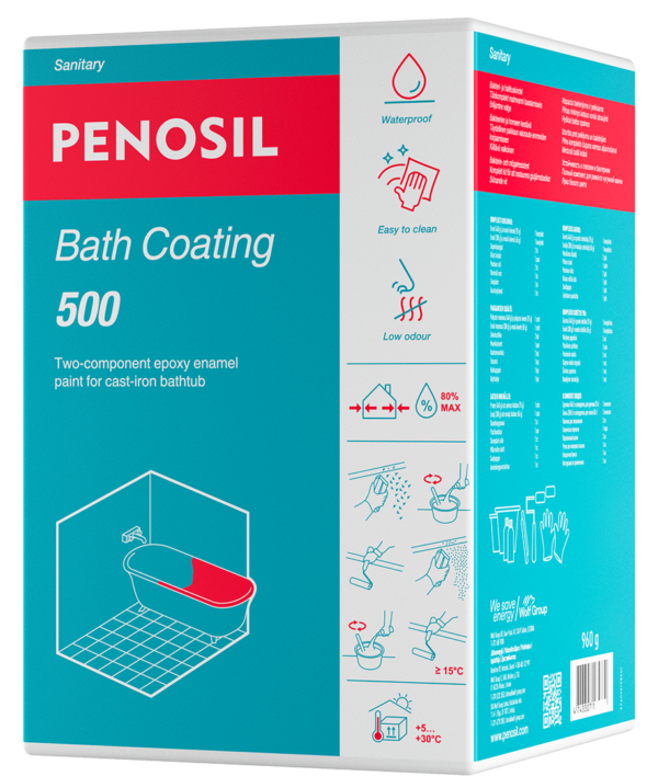 PENOSIL Bath Coating 500 epoxy enamel paint for restoring cast iron bathtubs