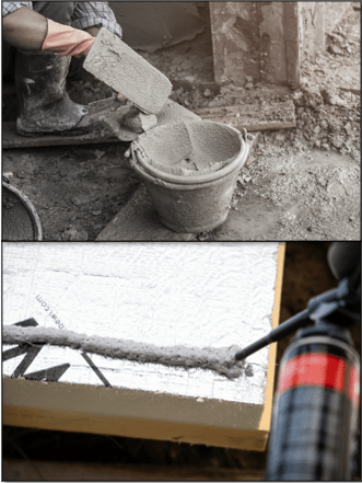 Comparație între lipirea cu mortar și aplicarea spumei adezive pe o placă termoizolantă